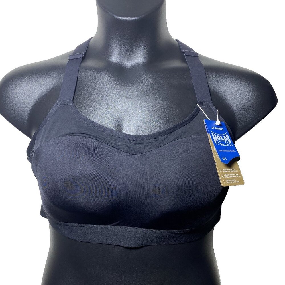 Brooks 40C Dare Racerback Run Happy 2.0 Sports Bra Black Sweat Wicking